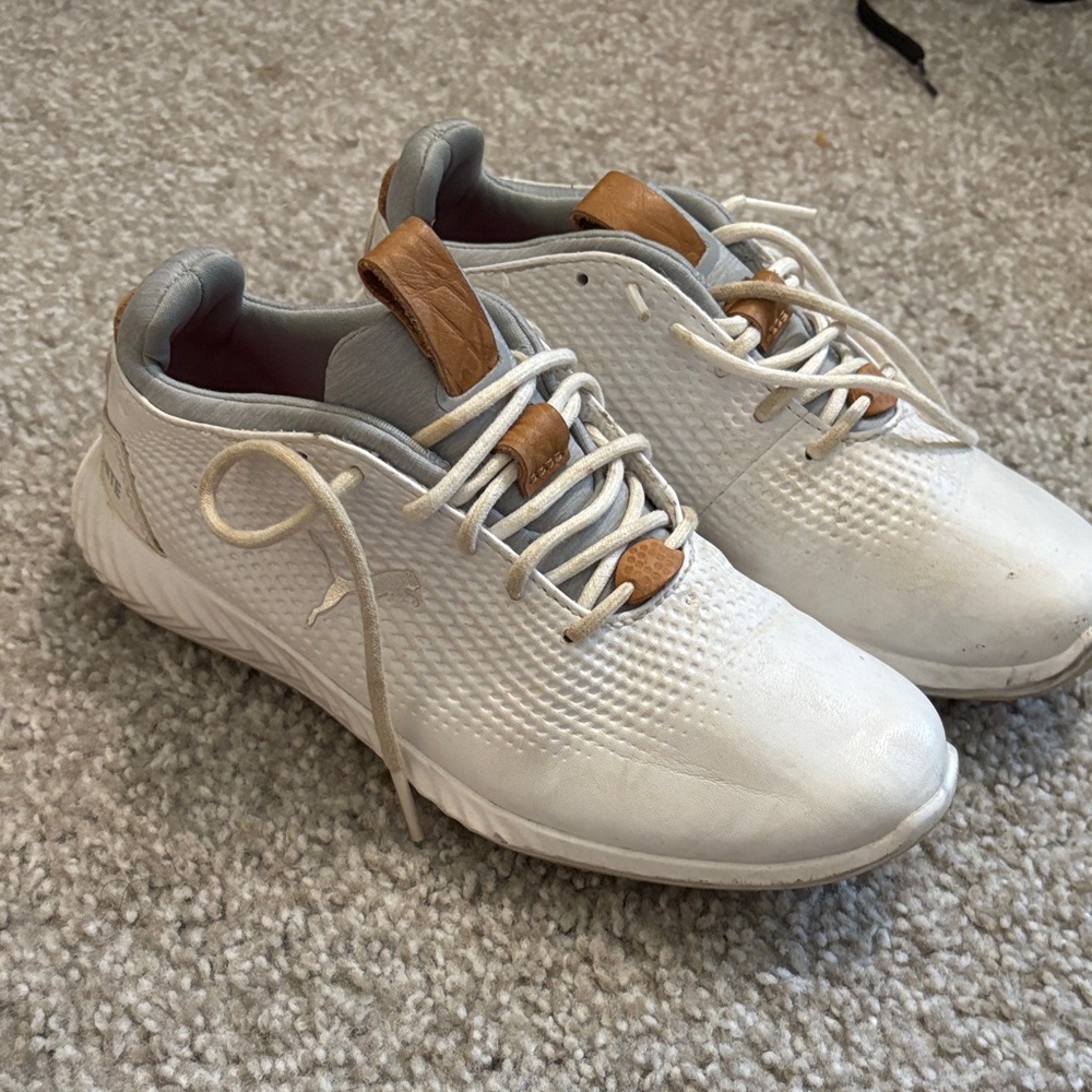 Puma White and Tan Kids cleats